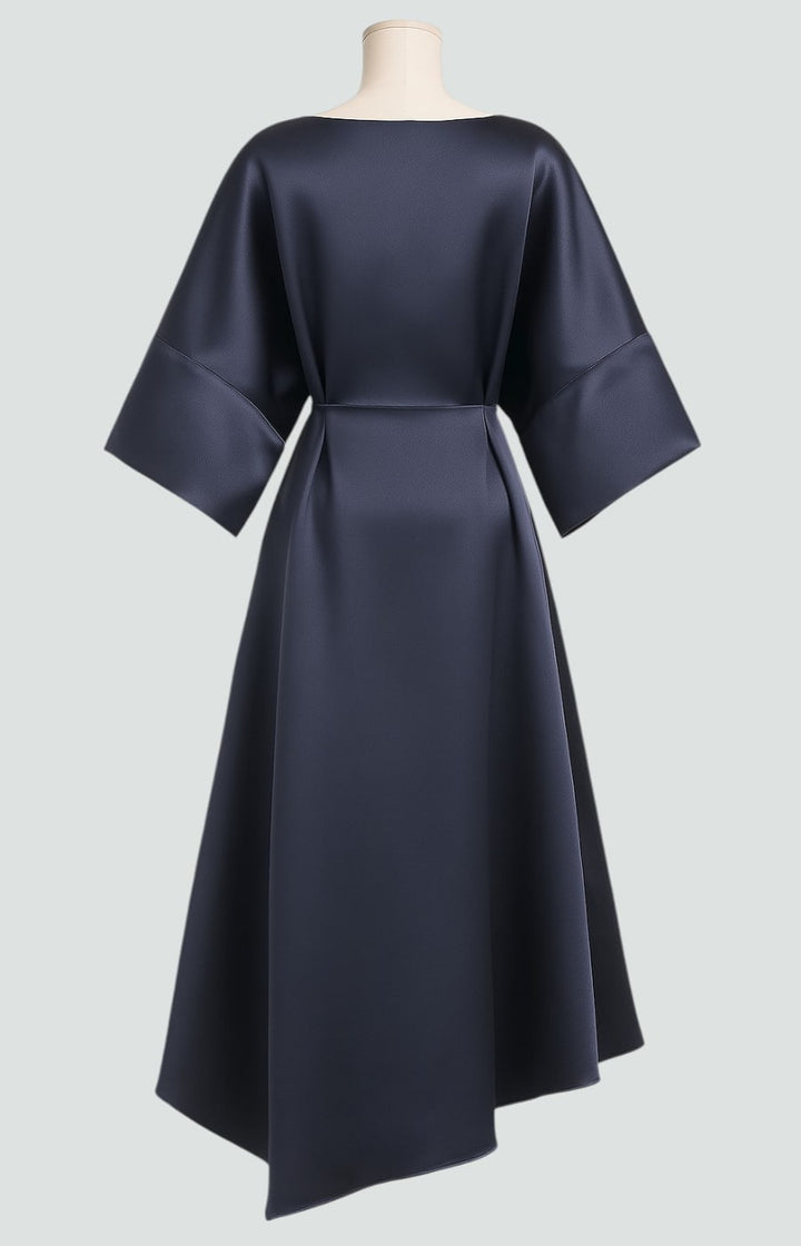 Women's Draped Brooch Maxi Dress – Cape Sleeve Gown for Formal Events 8