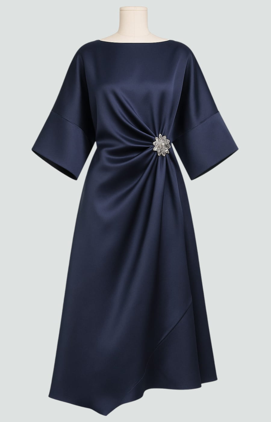 Women's Draped Brooch Maxi Dress – Cape Sleeve Gown for Formal Events 7