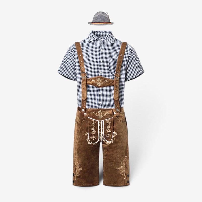 Men's Bavarian Costume Set with Lederhosen and Shirt 2