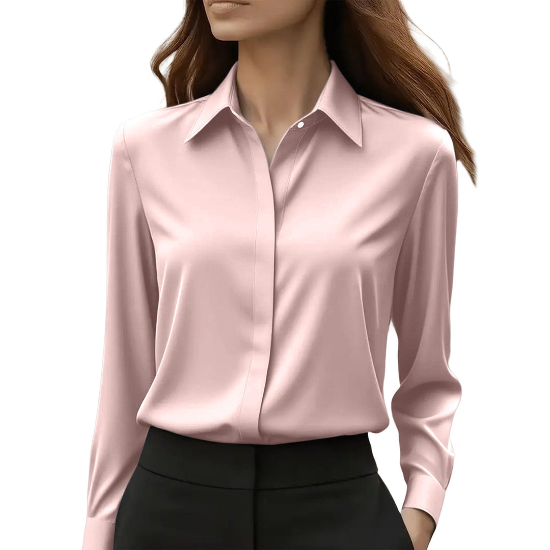 Women's Silk Blouse with Classic Collar and Button-Front Placket 5