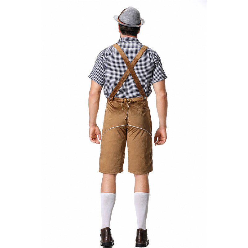Men's Bavarian Costume Set with Lederhosen and Shirt 10