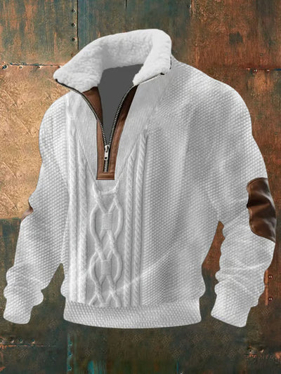 Men's Zip-Up Sweater with Lined High Collar 4
