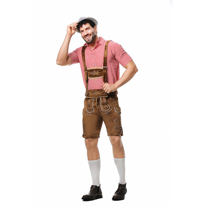 Men's Bavarian Costume Set with Lederhosen and Shirt 7