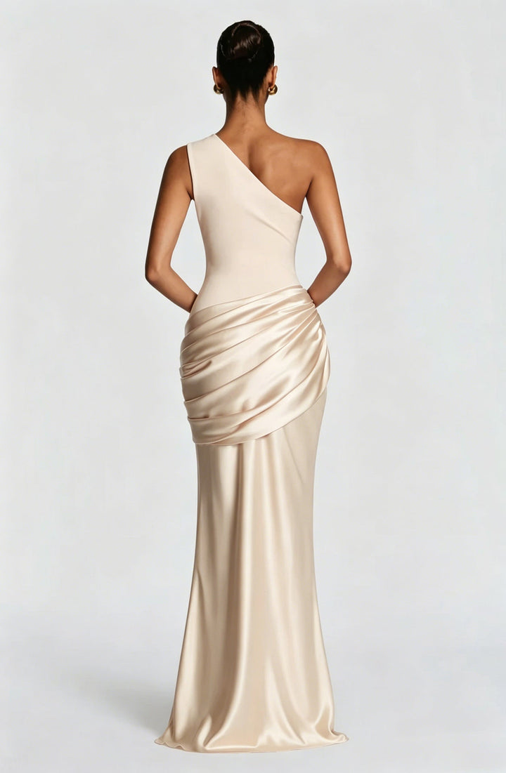 Sidonie One-Shoulder Draped Satin Maxi Dress 29