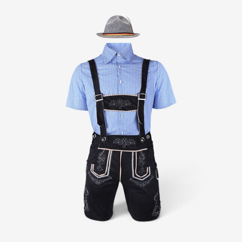 Men's Bavarian Costume Set with Lederhosen and Shirt 4