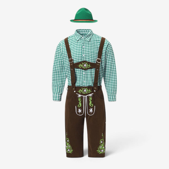 Men's Bavarian Costume Set with Lederhosen and Shirt 5