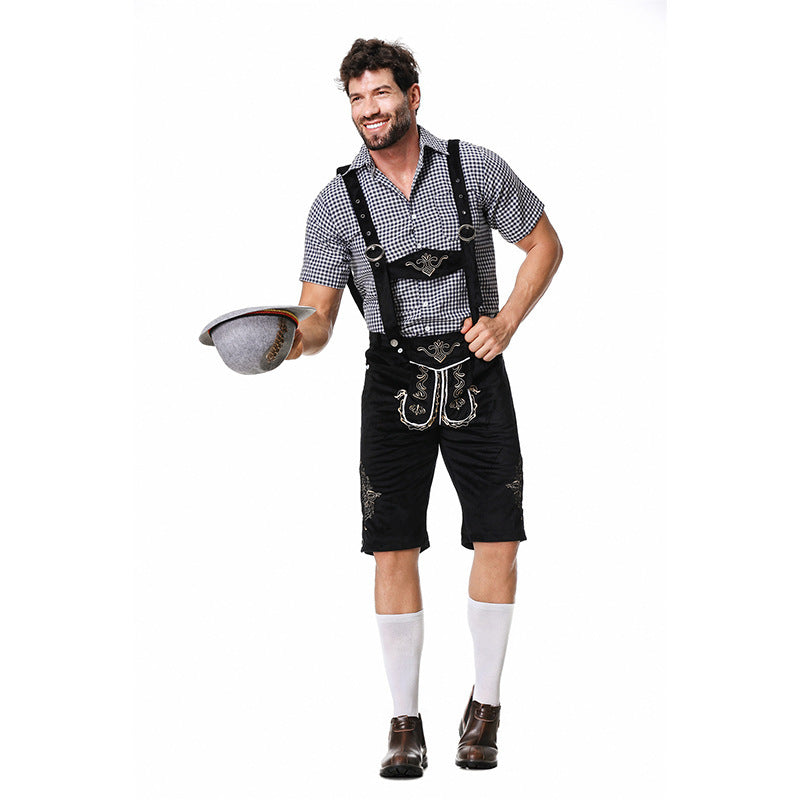 Men's Bavarian Costume Set with Lederhosen and Shirt 8