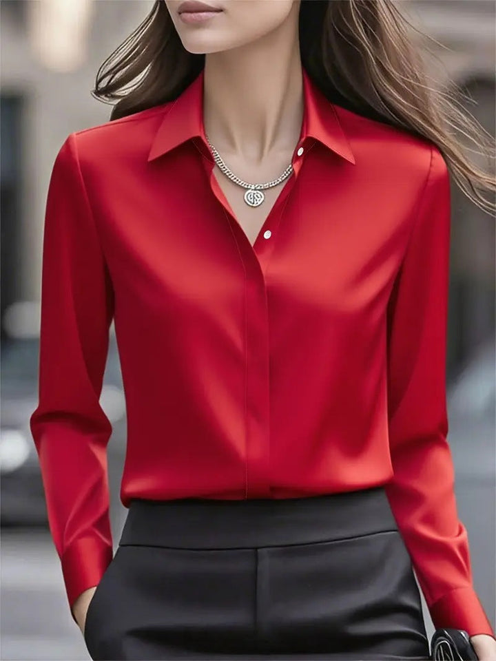 Women's Silk Blouse with Classic Collar and Button-Front Placket 4