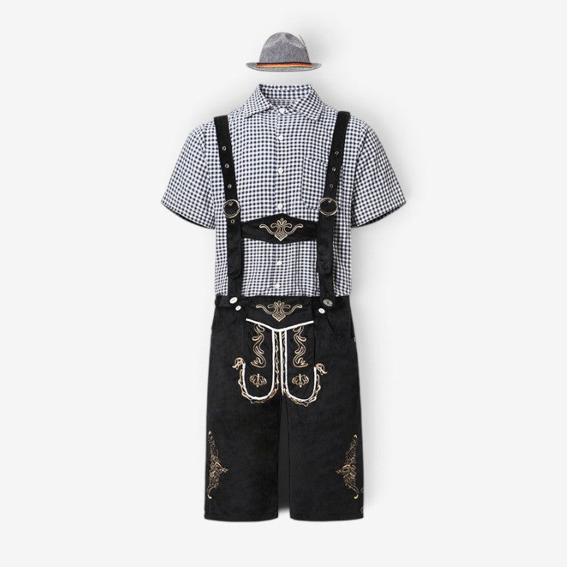 Men's Bavarian Costume Set with Lederhosen and Shirt 6