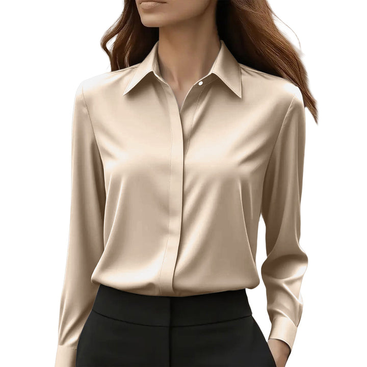 Women's Silk Blouse with Classic Collar and Button-Front Placket 6