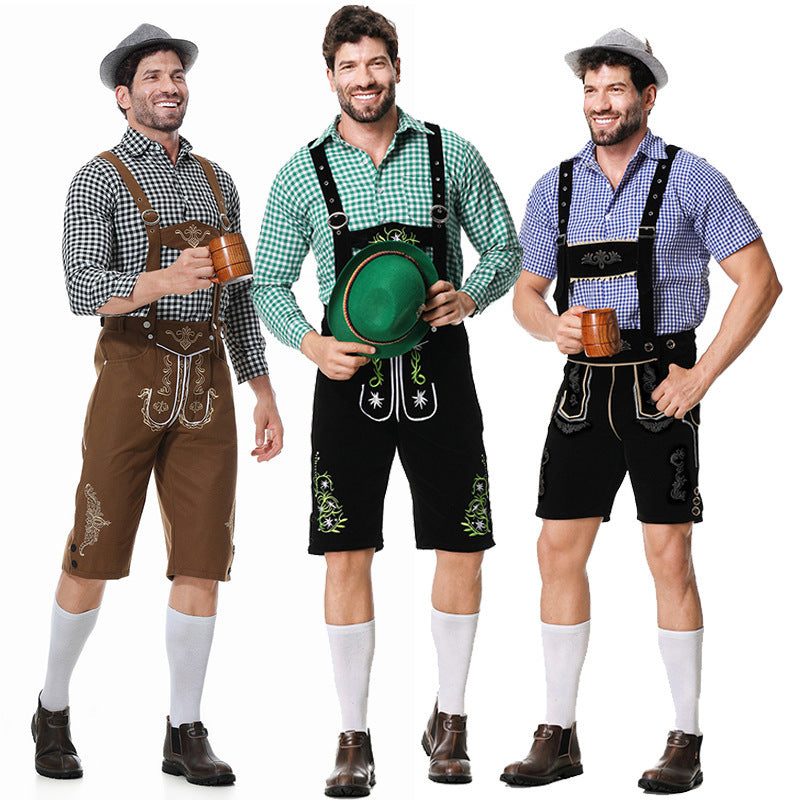 Men's Bavarian Costume Set with Lederhosen and Shirt 11