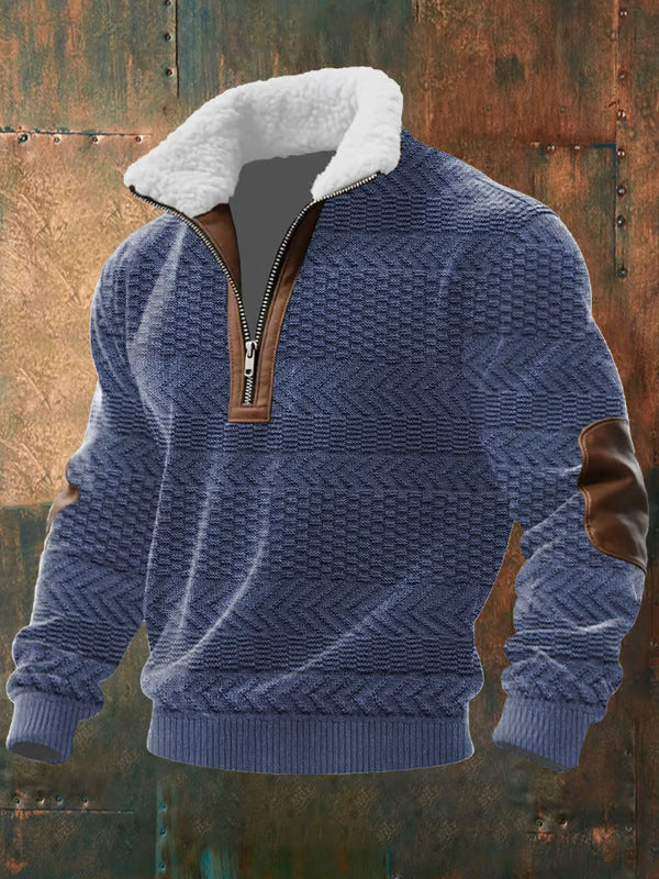 Men's Zip-Up Sweater with Lined High Collar 5