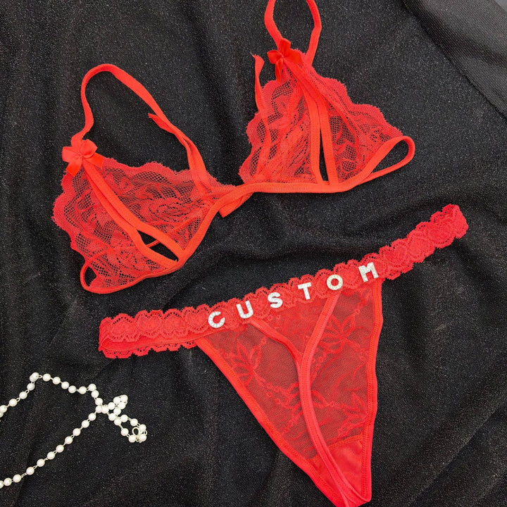 LaceFlair Custom Name Lace Lingerie with Crystal Letters 18