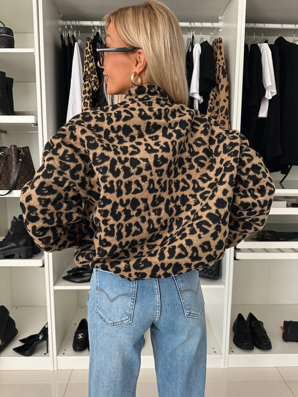 Leopard Print Button-Front Bomber Shacket 2