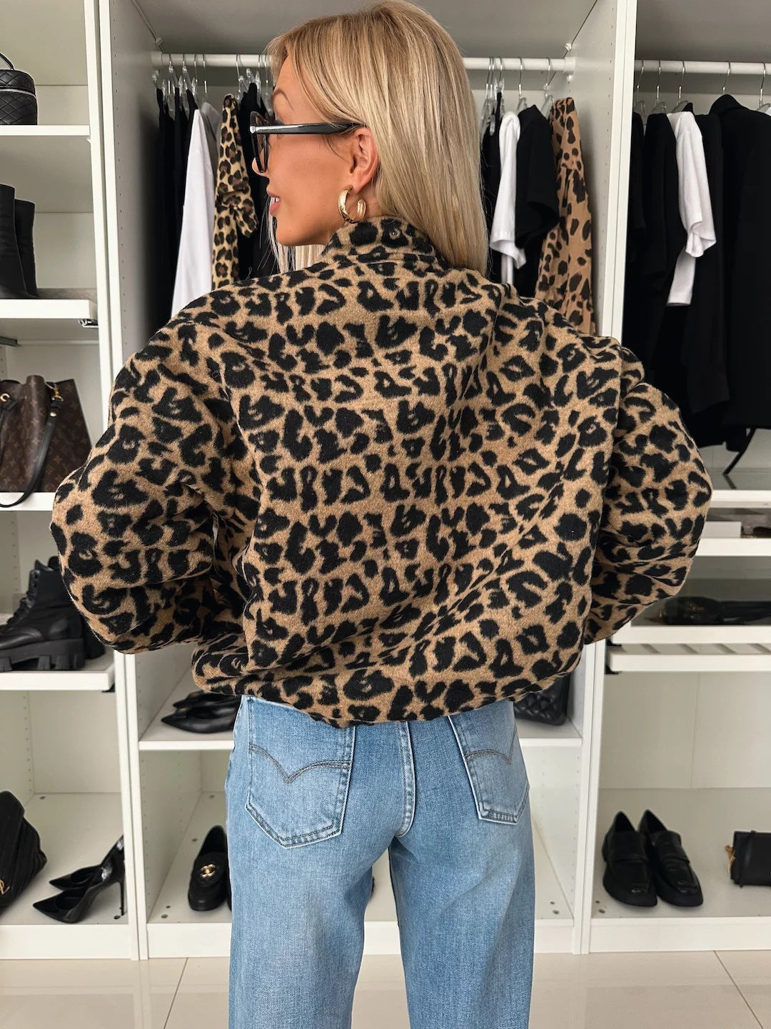 Leopard Print Button-Front Bomber Shacket 2