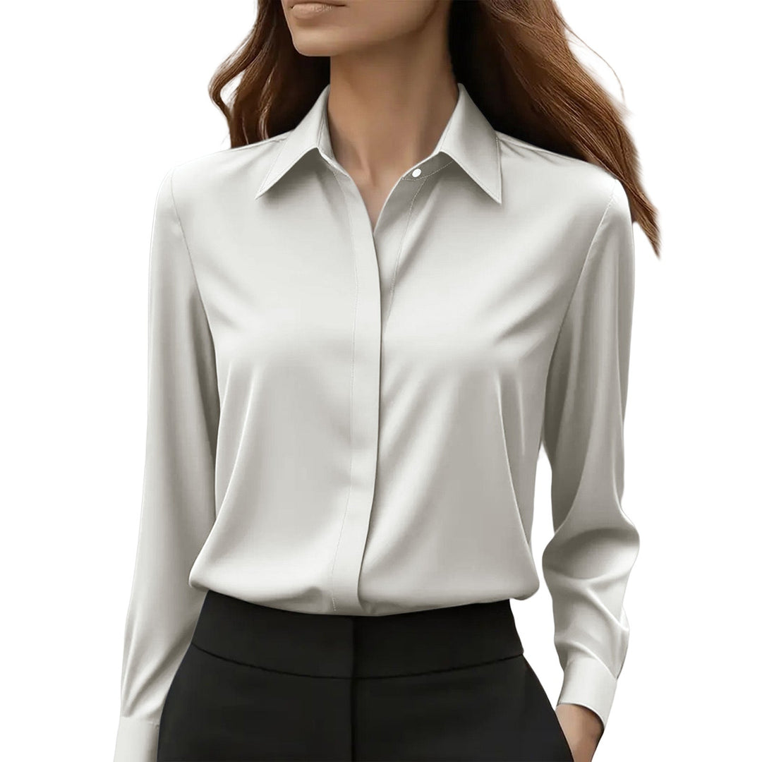 Women's Silk Blouse with Classic Collar and Button-Front Placket 7