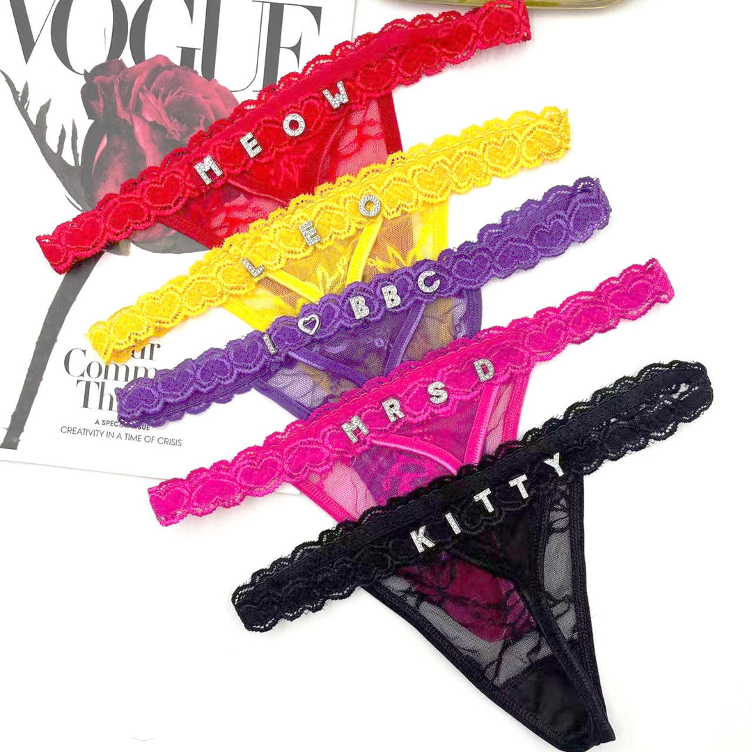 LaceFlair Custom Name Lace Lingerie with Crystal Letters 13
