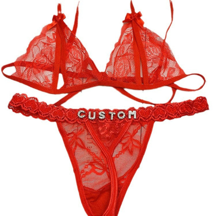 LaceFlair Custom Name Lace Lingerie with Crystal Letters 15