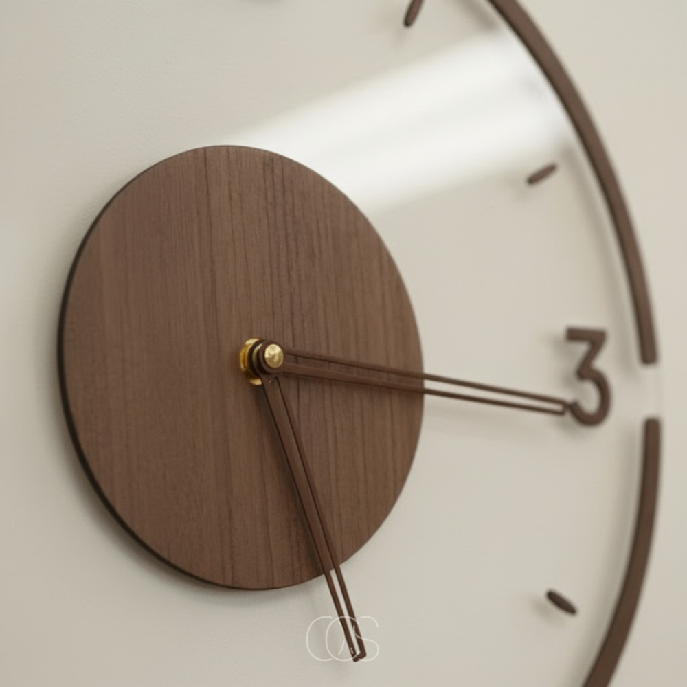 Nordic Silent Wall Clock, 14 in Wood and Acrylic, Quiet Scandinavian Design 2