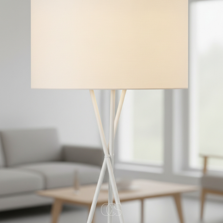Floor Lamp with Fabric Shade and Metal Tripod Base, 159 cm Tall 5