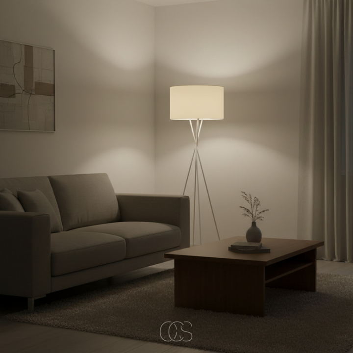 Floor Lamp with Fabric Shade and Metal Tripod Base, 159 cm Tall 8