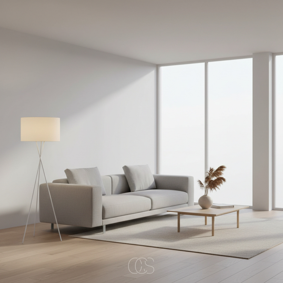 Floor Lamp with Fabric Shade and Metal Tripod Base, 159 cm Tall 6