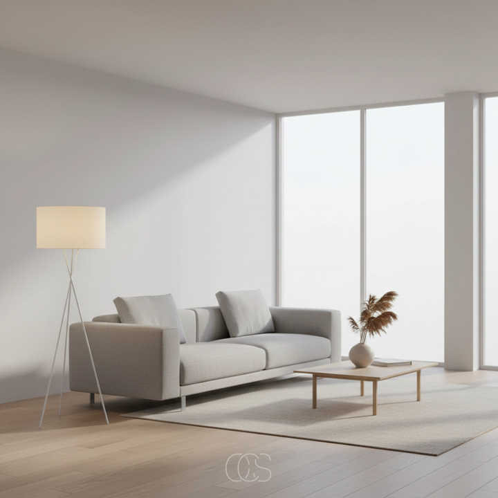Floor Lamp with Fabric Shade and Metal Tripod Base, 159 cm Tall 6