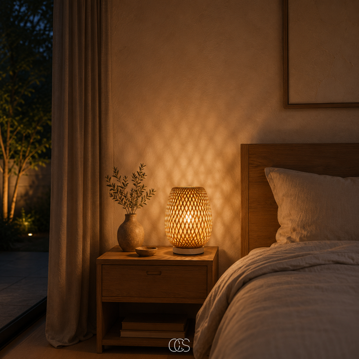 Cordless Bamboo Table Lamp - Scandinavian Dimmable LED with 3 Light Colors 3