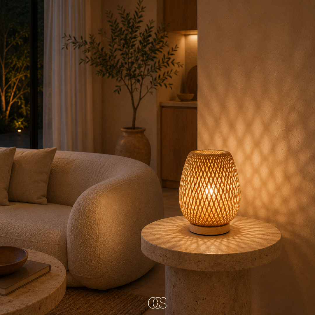 Cordless Bamboo Table Lamp - Scandinavian Dimmable LED with 3 Light Colors 4