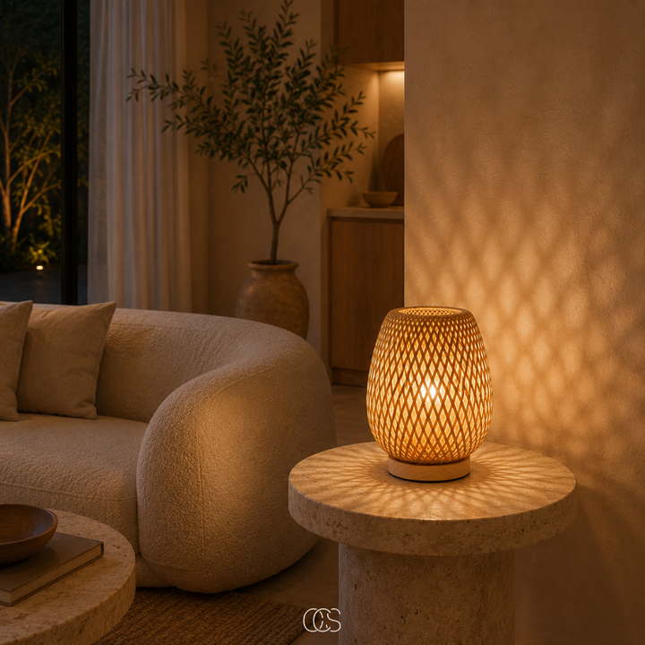 Cordless Bamboo Table Lamp - Scandinavian Dimmable LED with 3 Light Colors 4