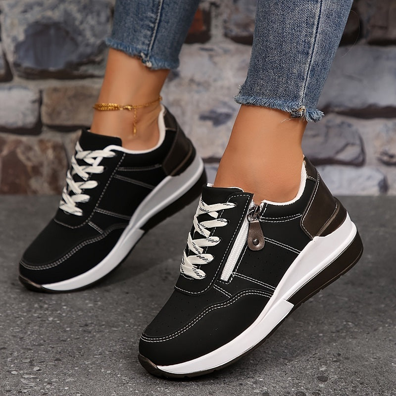 Orthopedic Women's Sneakers | Wedge Sole with Zipper & Lace-Up 2