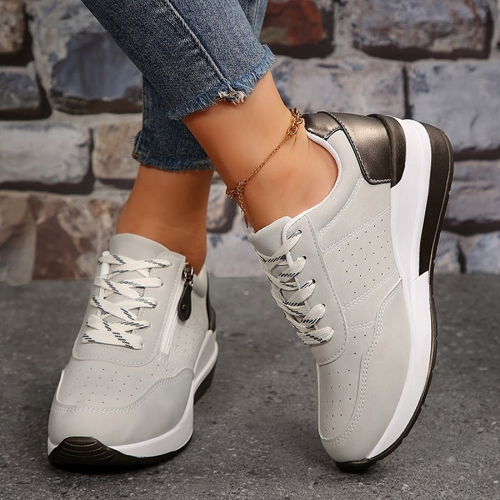 Orthopedic Women's Sneakers | Wedge Sole with Zipper & Lace-Up 3