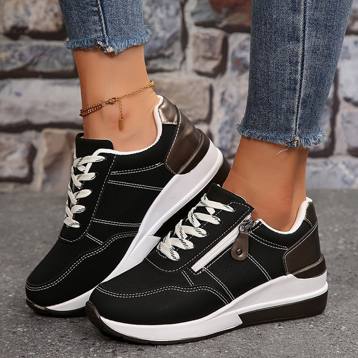 Orthopedic Women's Sneakers | Wedge Sole with Zipper & Lace-Up 5