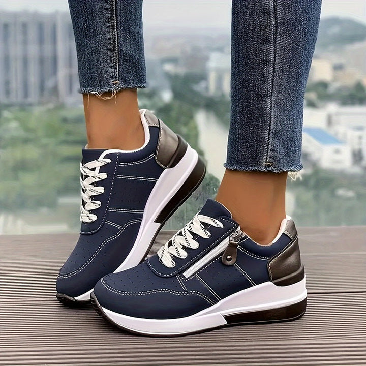 Orthopedic Women's Sneakers | Wedge Sole with Zipper & Lace-Up 1