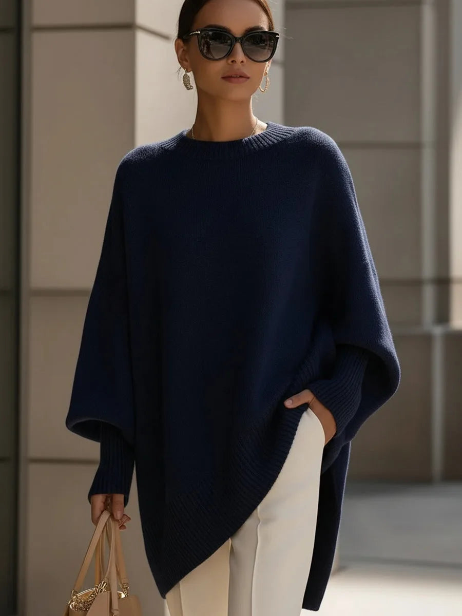 Women's Warm Oversized Wool Sweater with Asymmetric Hem 8