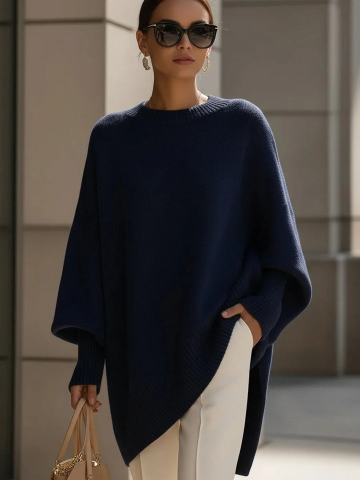 Women's Warm Oversized Wool Sweater with Asymmetric Hem 8