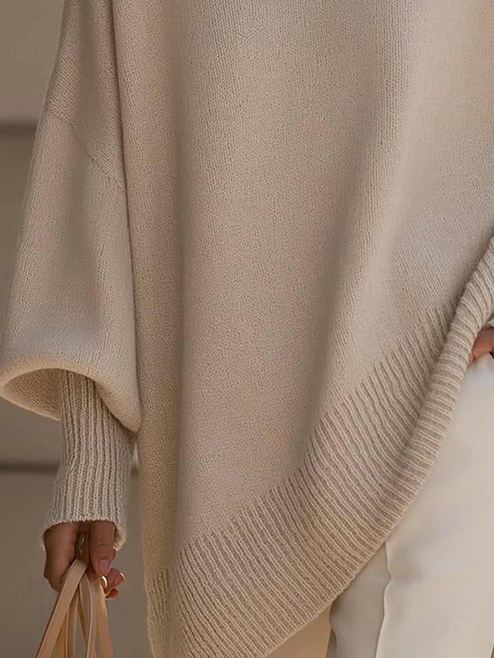 Women's Warm Oversized Wool Sweater with Asymmetric Hem 3