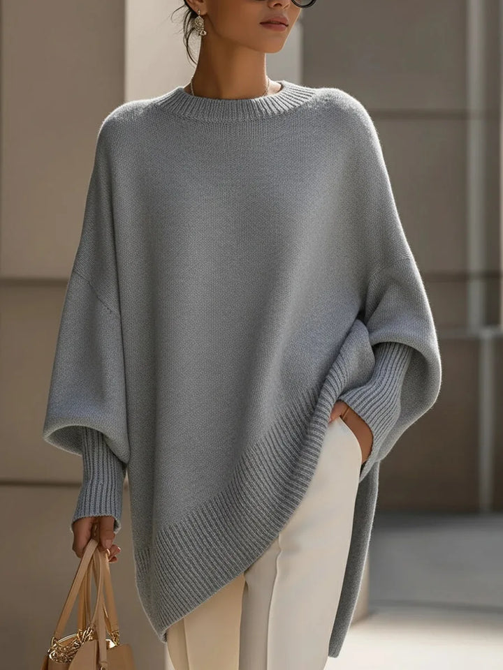 Women's Warm Oversized Wool Sweater with Asymmetric Hem 9