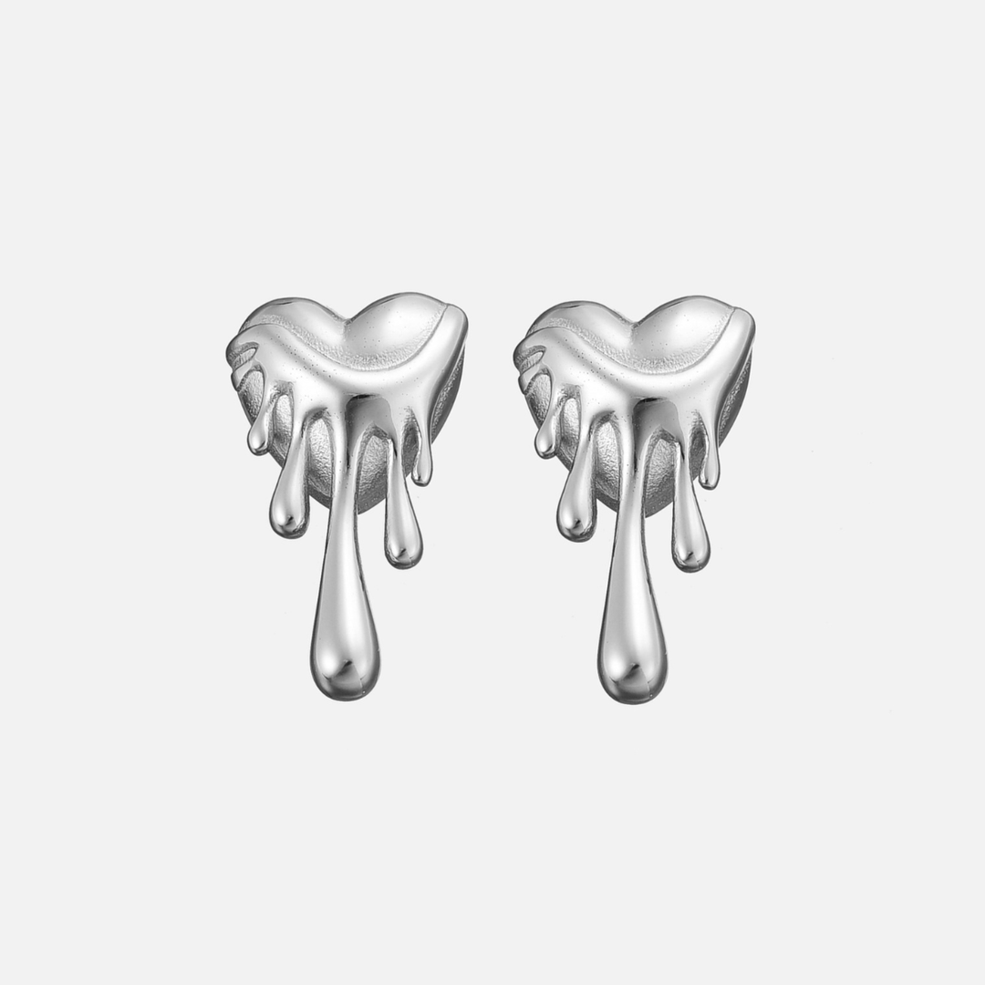 Melting Heart Teardrop Earrings in Gold or Silver 3