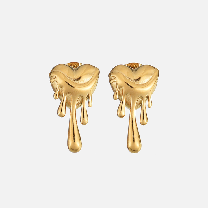 Melting Heart Teardrop Earrings in Gold or Silver 1