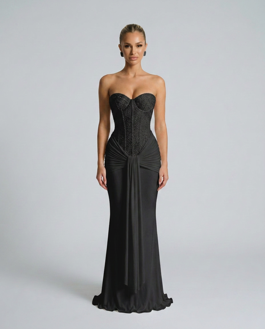 Strapless Sequin Maxi Dress for Black Tie and Wedding Guests 1