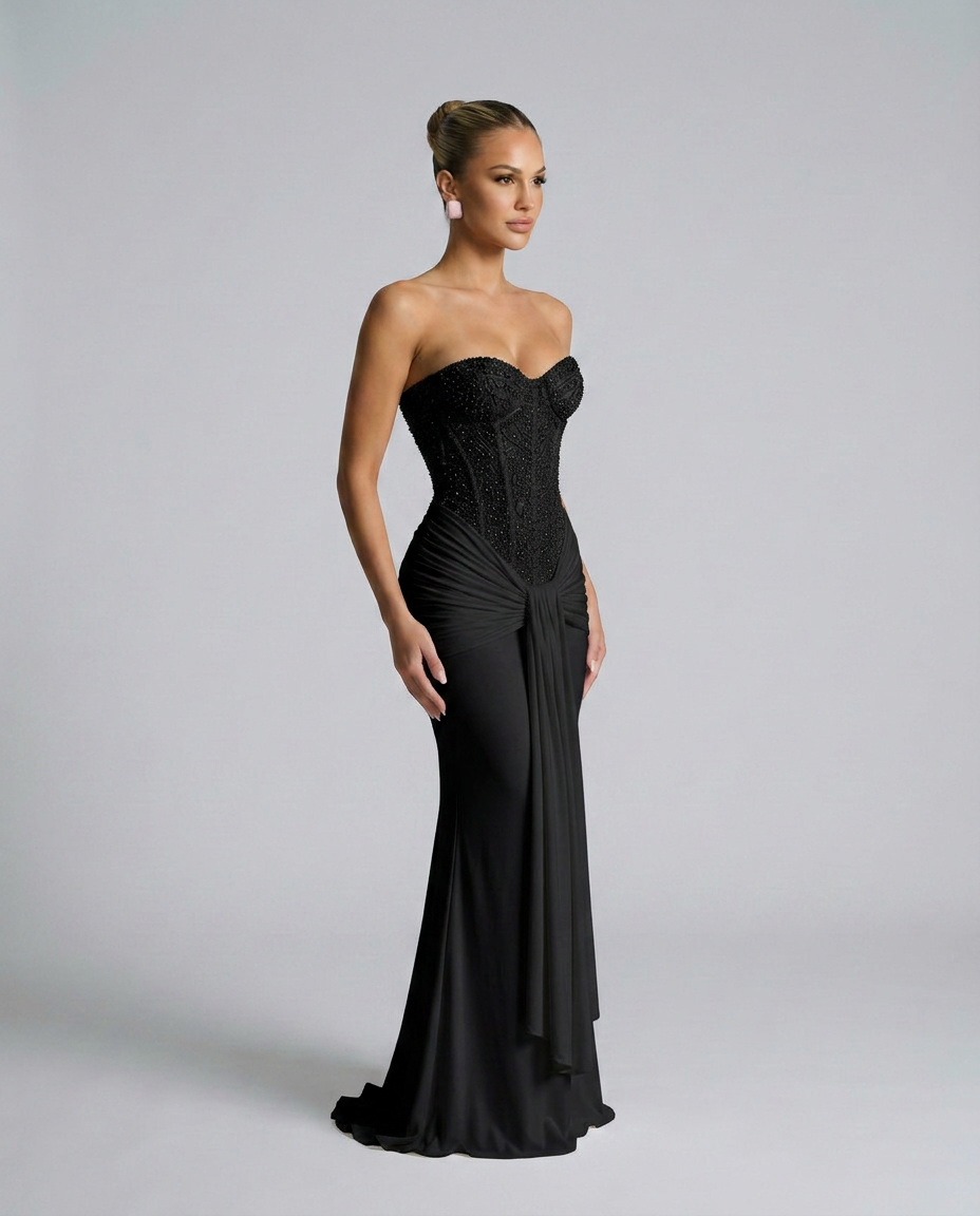 Strapless Sequin Maxi Dress for Black Tie and Wedding Guests 2