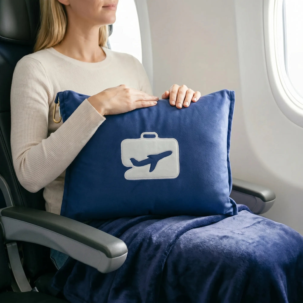 Plush Travel Blanket And Pillow Set - Aeroplush