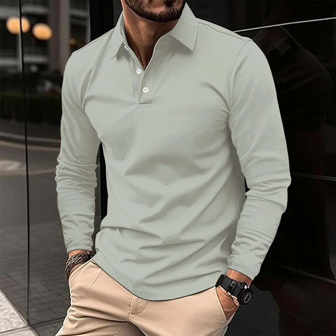 Men's Long Sleeve Polo Shirt with Classic Collar and Comfortable Fit 3