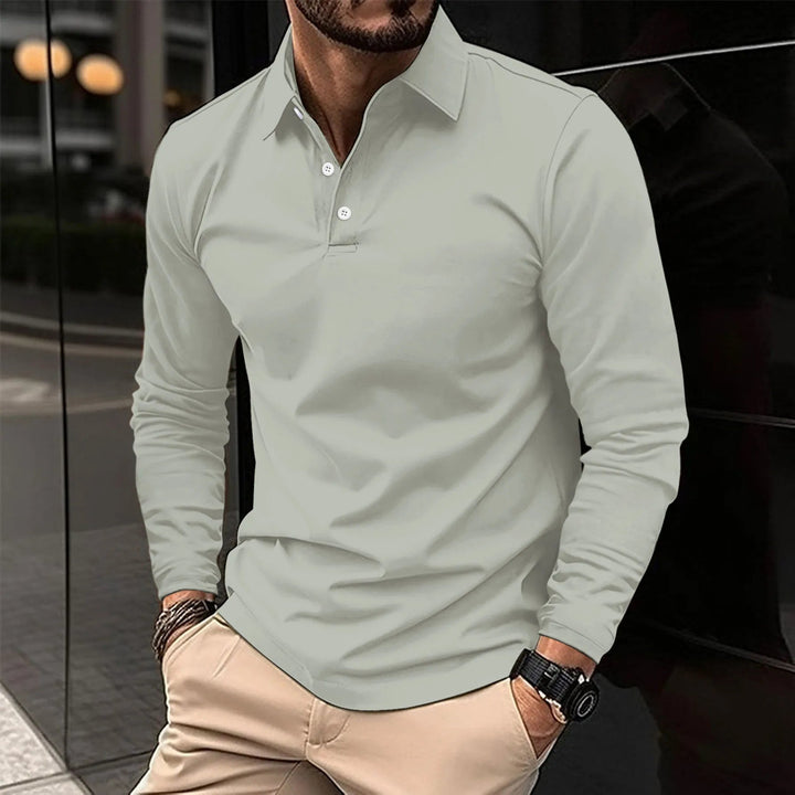 Men's Long Sleeve Polo Shirt with Classic Collar and Comfortable Fit 3
