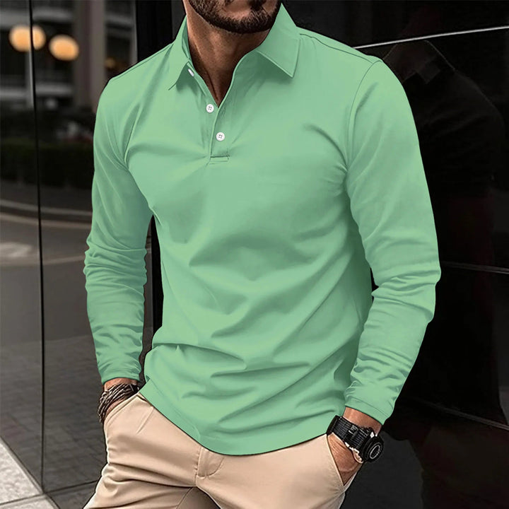 Men's Long Sleeve Polo Shirt with Classic Collar and Comfortable Fit 5
