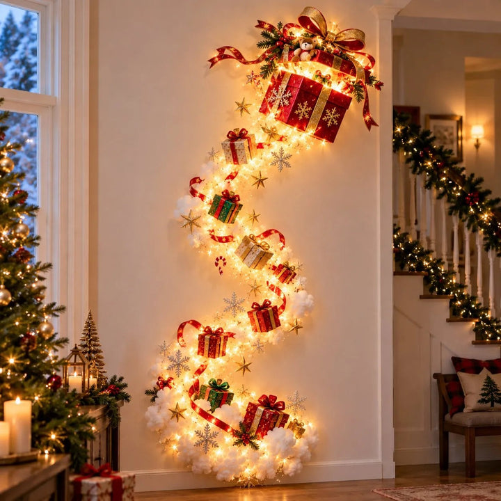 Illuminated Christmas Wall Decoration with Glowing Light Trail, 5 Designs 9