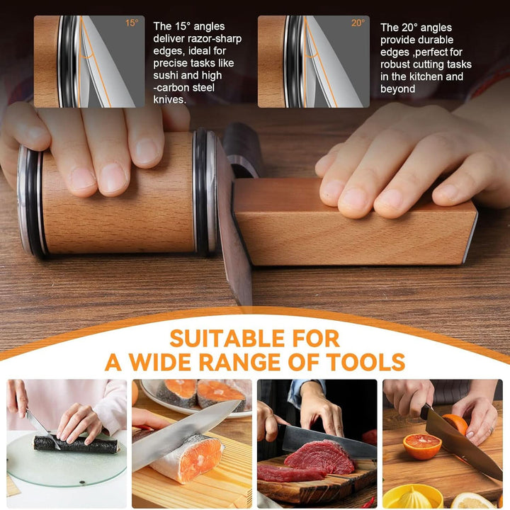 Professional Rolling Knife Sharpener with Diamond-Coated Wheel and Magnetic Angle Guide 6