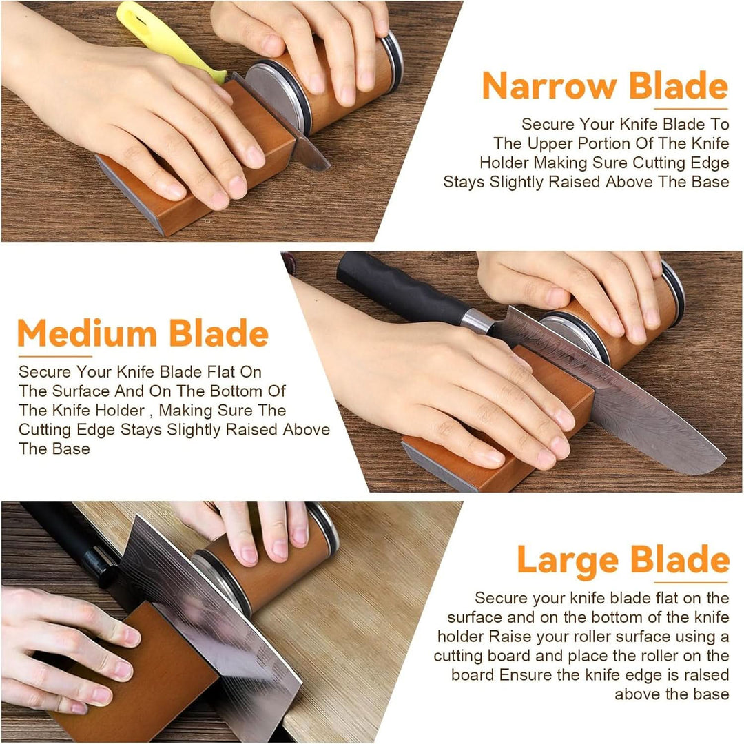 Professional Rolling Knife Sharpener with Diamond-Coated Wheel and Magnetic Angle Guide 7