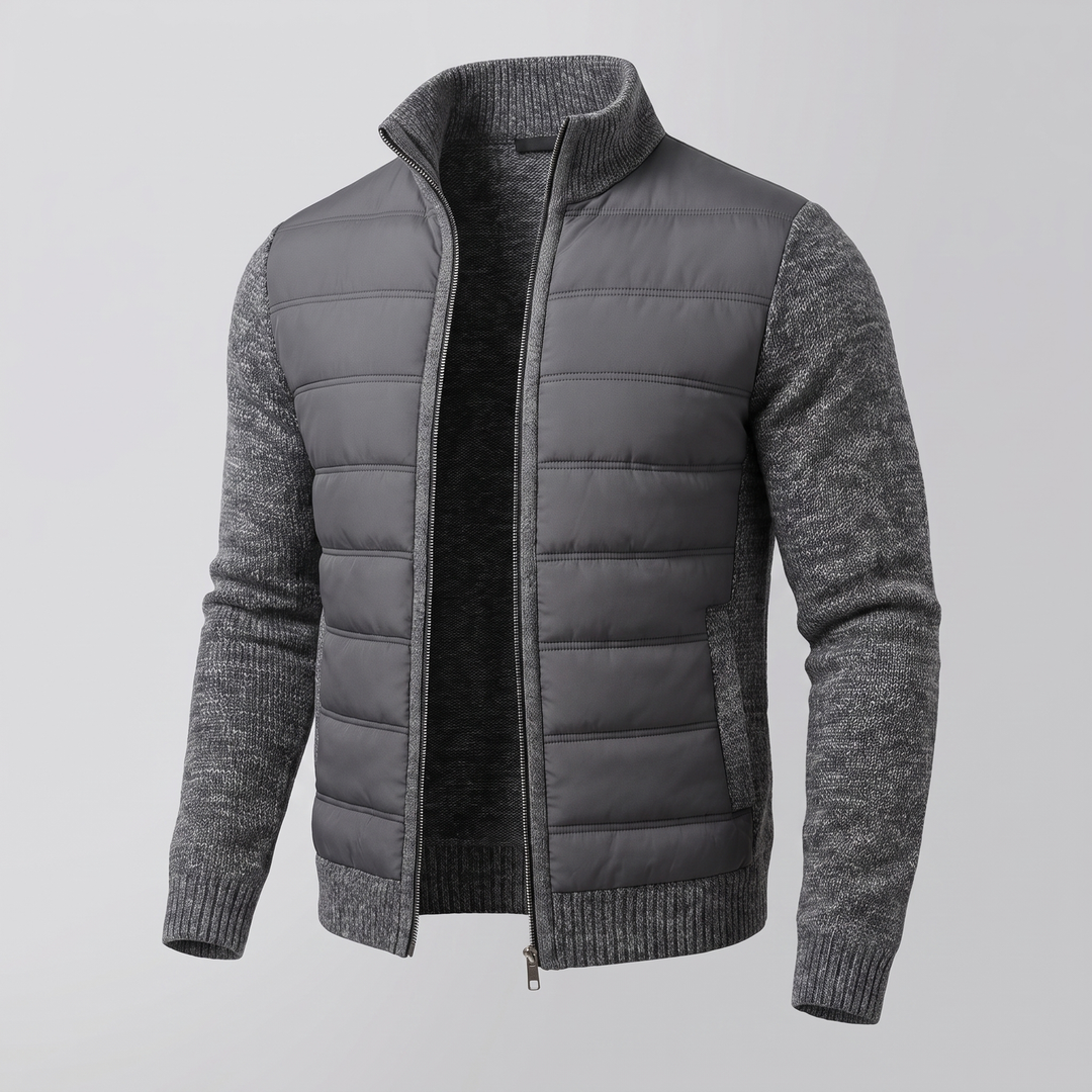 Men's Puffer Jacket with Fleece Sleeves, Fitted Cut and Light Insulation 2